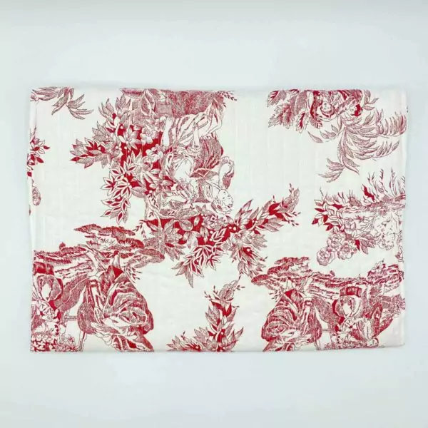 Une belle pochette faite main en toile de Jouy rouge, unique !