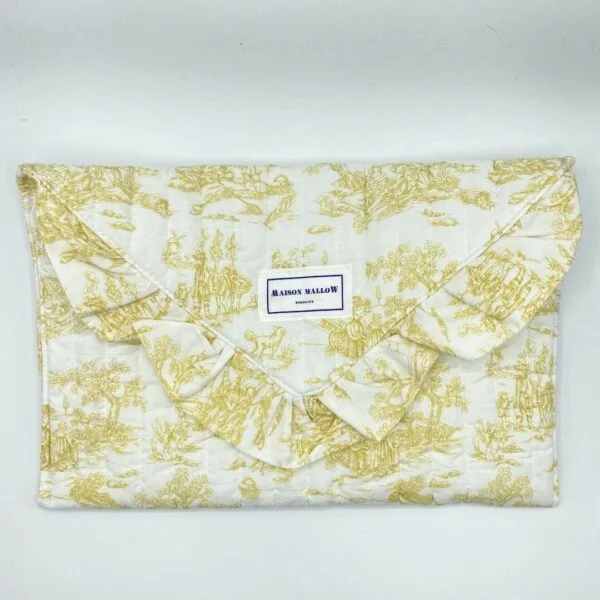 L'indispensable pochette en toile de Jouy jaune de Maison Mallow