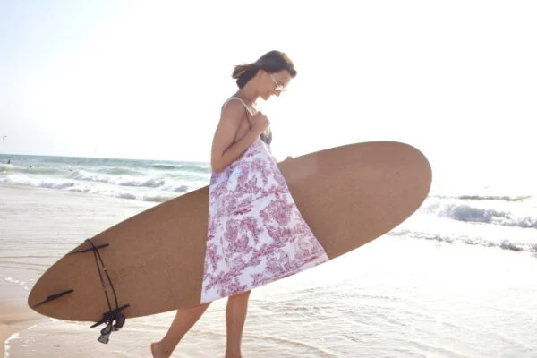 Surf bag en toile de Jouy Rouge par Maison Mallow