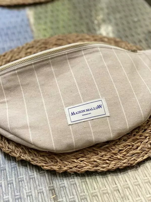 sac banane écru rayé