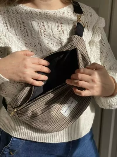 Sac Banane imprimé pied de poule