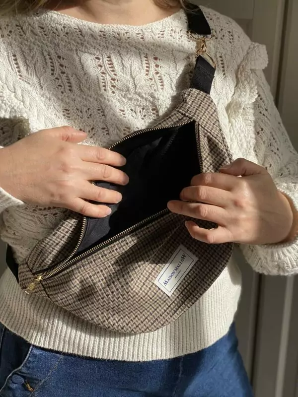 Sac Banane imprimé pied de poule