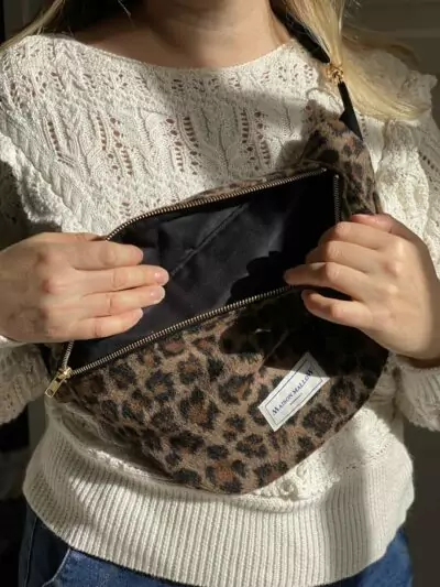 Sac Banane en laine imprimé léopard