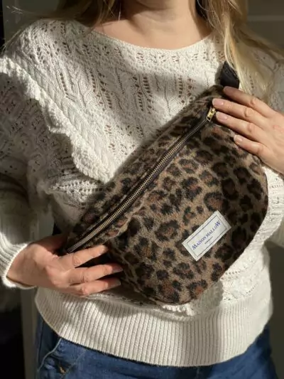 Sac Banane en laine imprimé léopard