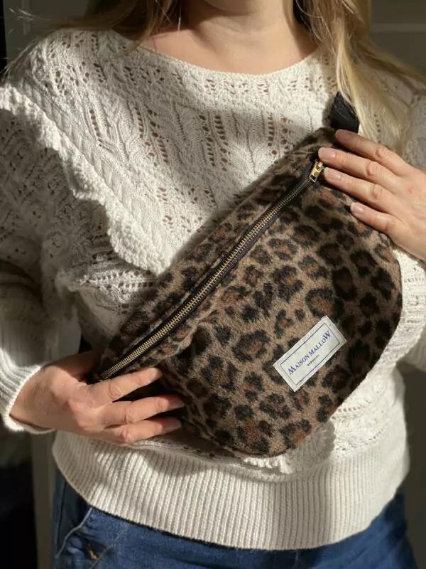 Sac Banane en laine imprimé léopard