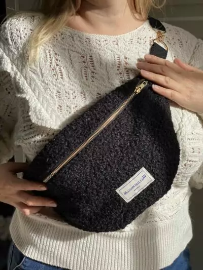 Sac Banane laine bouclette noire