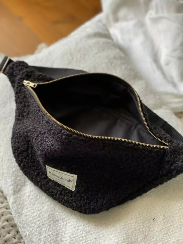 Sac Banane laine bouclette noire