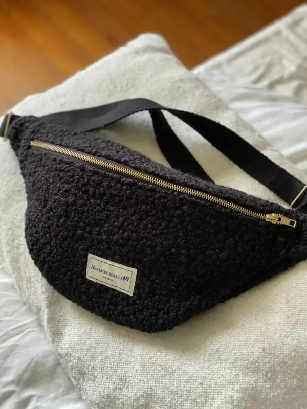 Sac Banane laine bouclette noire