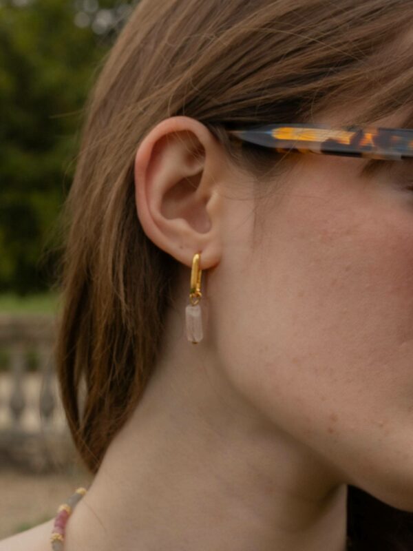 Boucles d'oreilles Alicia en quartz rose