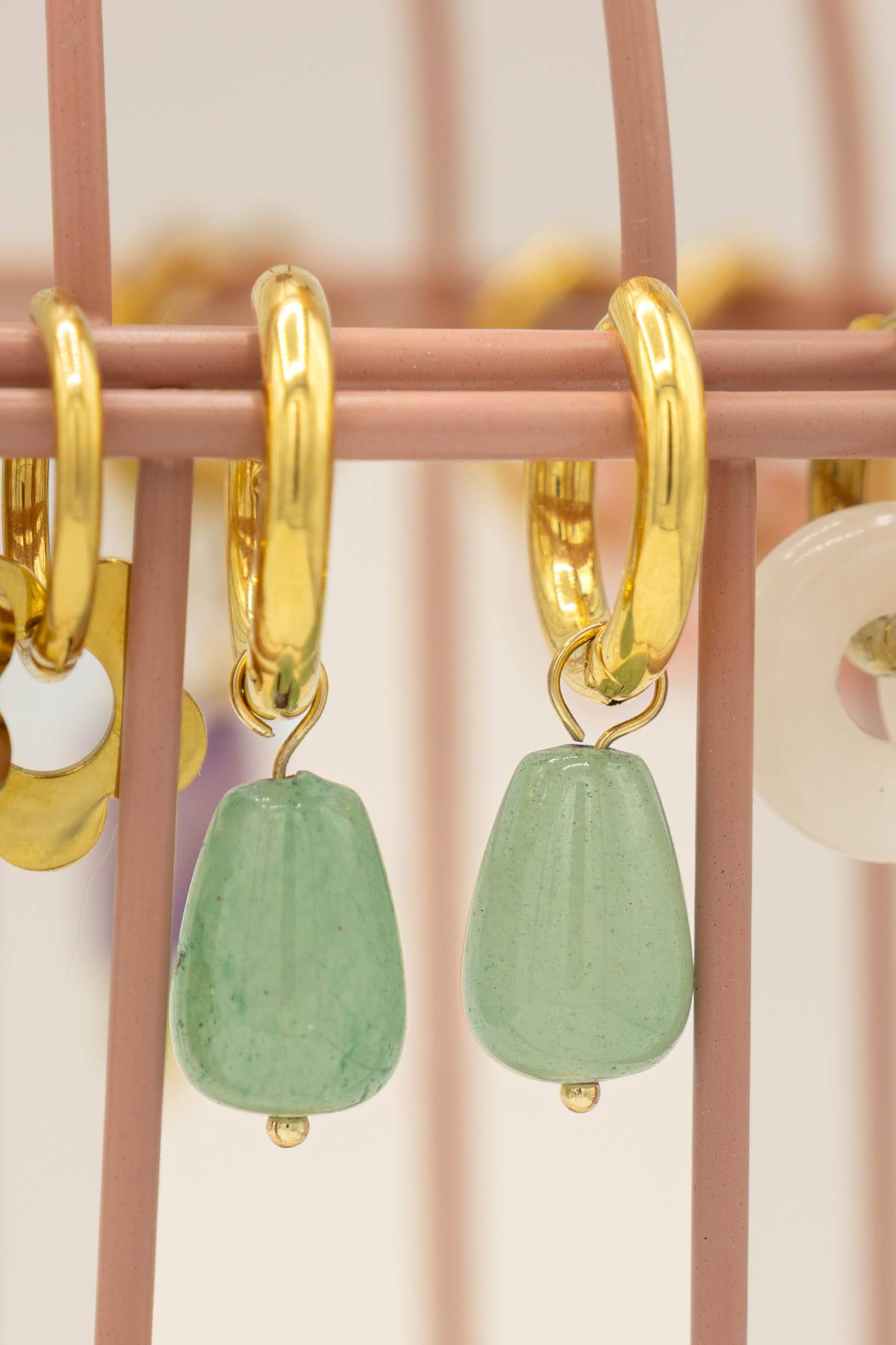 Boucles d'oreilles gouttes Ophélie aventurine