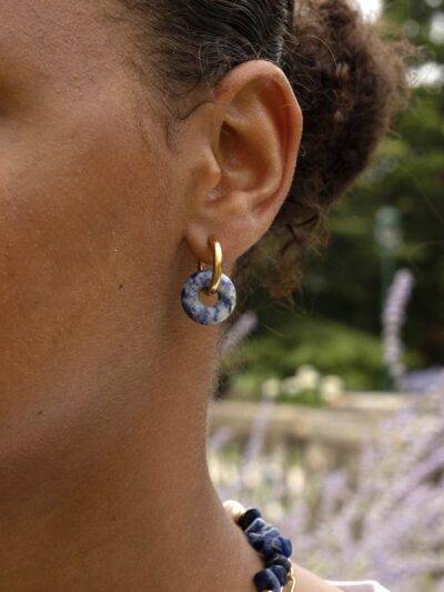 Boucles d'oreilles donut sodalite