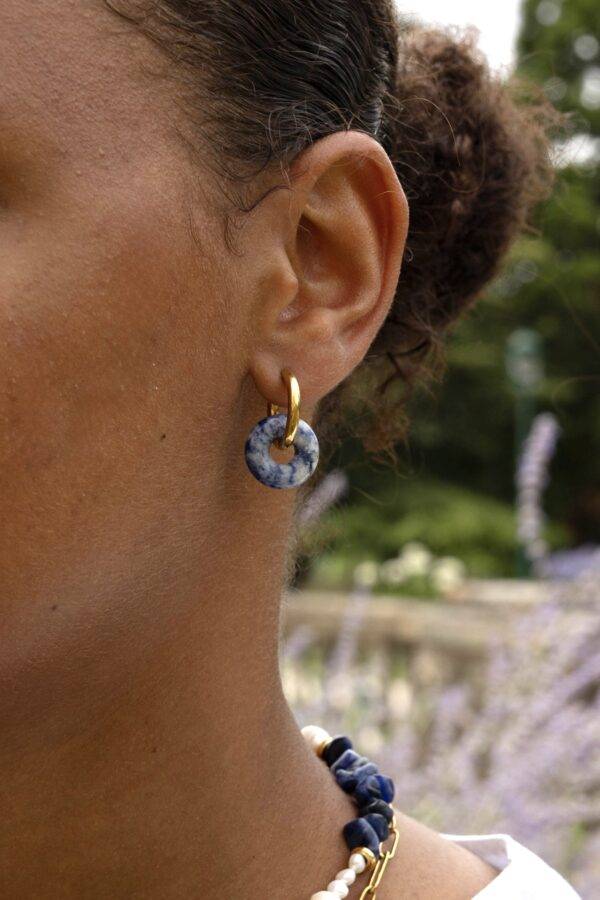 Boucles d'oreilles donut sodalite
