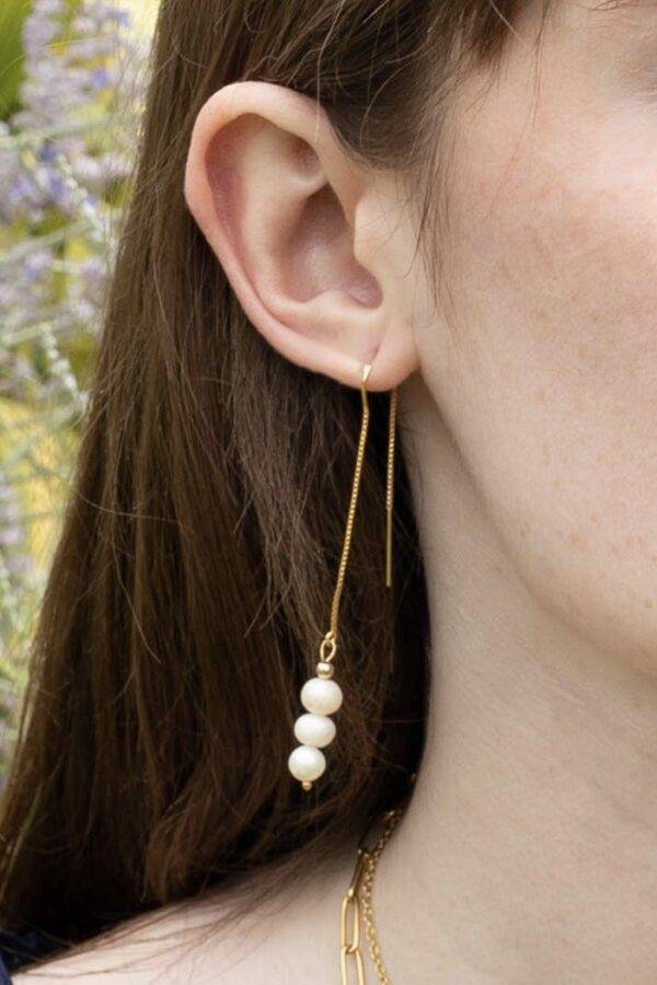 Boucles d'oreilles Joséphine perles d'eau douce et gold filled