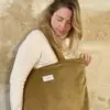 grand sac cabas en velours camel mordoré