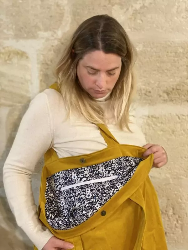 Sac en velours côtelé moutarde