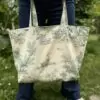 Sac Cabas toile de Jouy verte médium