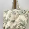 Sac Cabas toile de Jouy verte médium