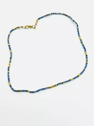 Collier Stella sodalite et hematite dorée