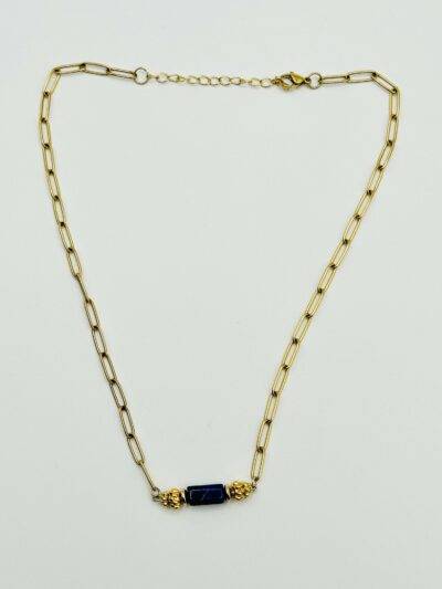 collier New Delhi, lapis lazuli et chaine dorée