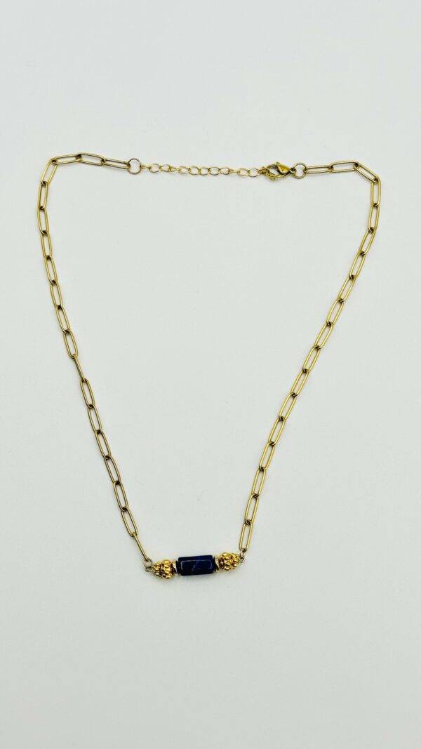 collier New Delhi, lapis lazuli et chaine dorée