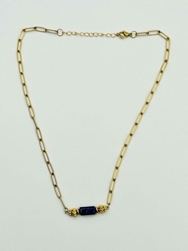 collier New Delhi, lapis lazuli et chaine dorée
