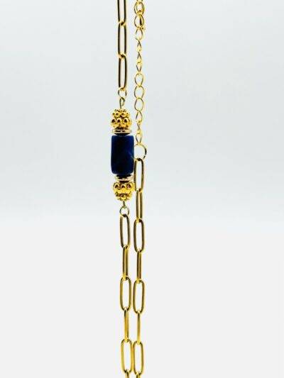 collier New Delhi, lapis lazuli et chaine dorée