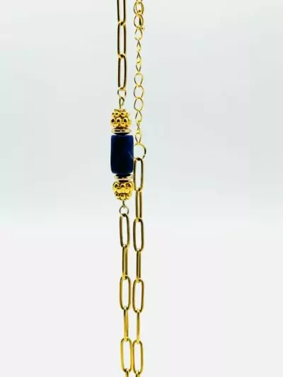collier New Delhi, lapis lazuli et chaine dorée