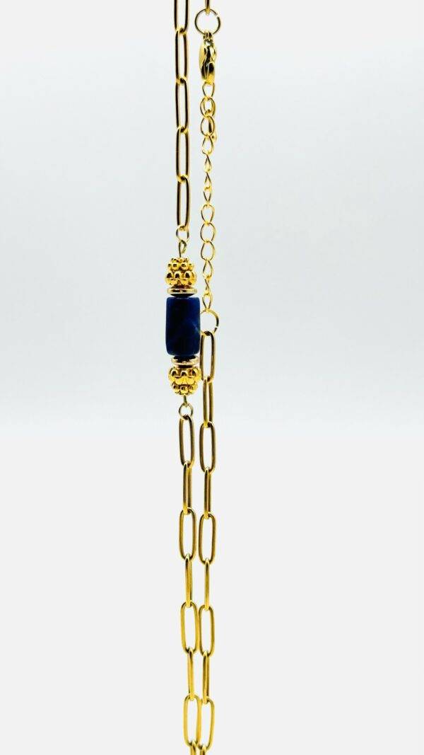 collier New Delhi, lapis lazuli et chaine dorée