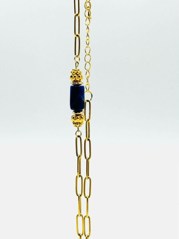 collier New Delhi, lapis lazuli et chaine dorée