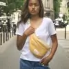 sac banane en lin jaune moutarde