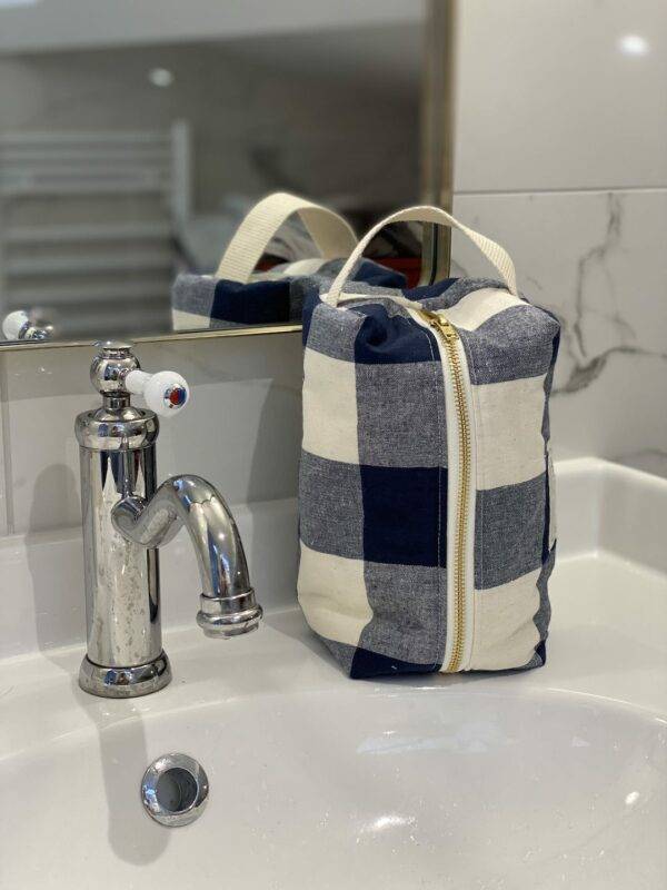 Trousse de toilette carreaux Vichy Bleus