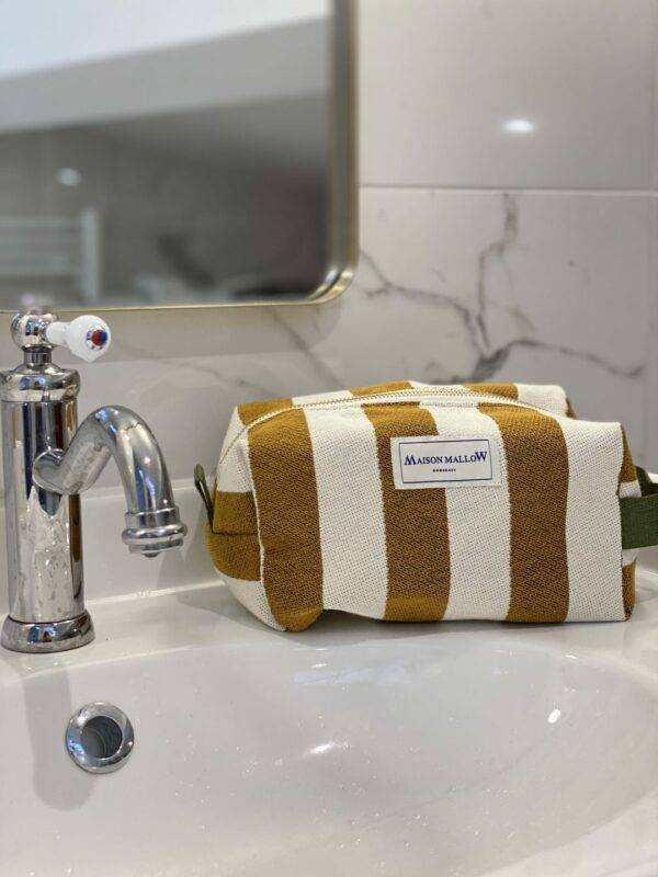 Trousse de toilette rayures ocre