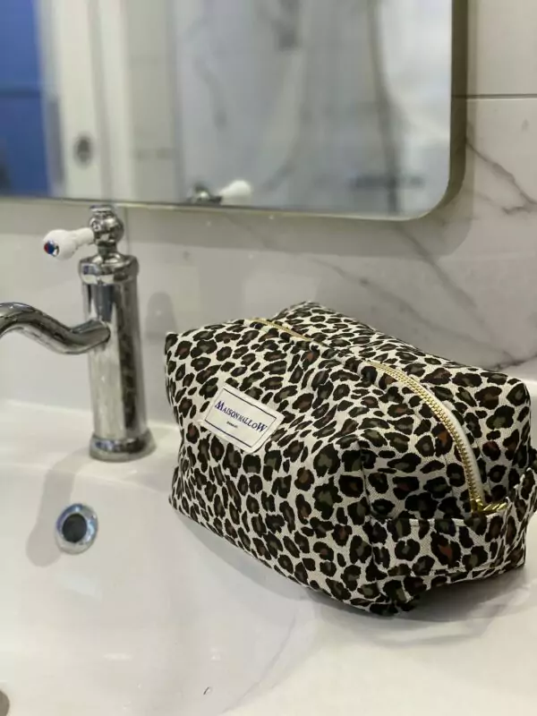 Trousse de toilette léopard vert kaki