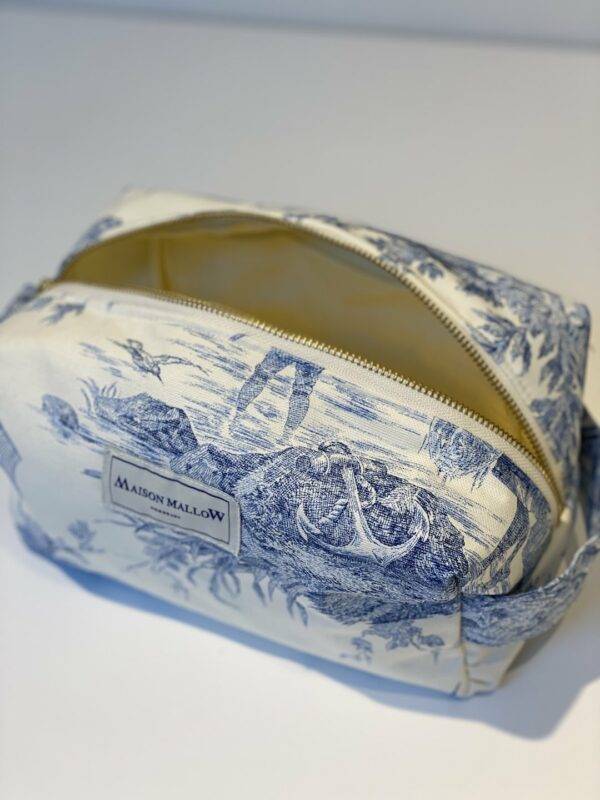 Trousse de toilette en Toile de Jouy Bleue