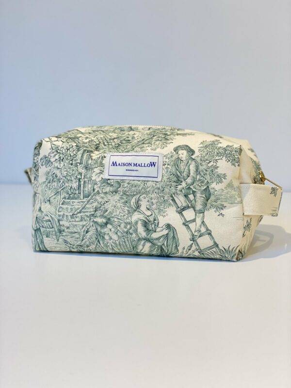 Trousse de toilette en Toile de Jouy Verte