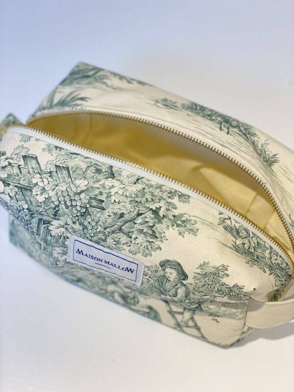 Trousse de toilette en Toile de Jouy Verte