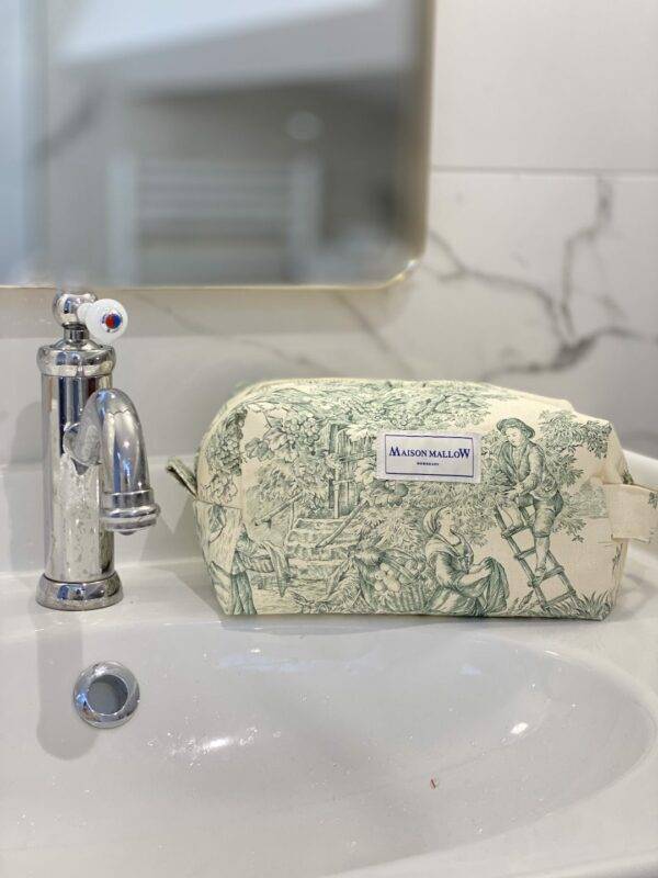 Trousse de toilette en Toile de Jouy Verte