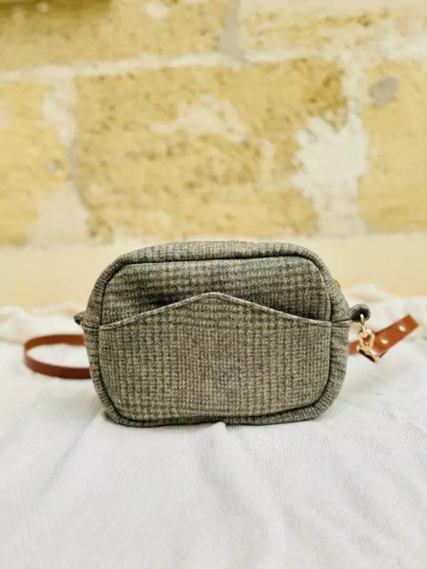 Sac à bandoulière en laine verte Constance