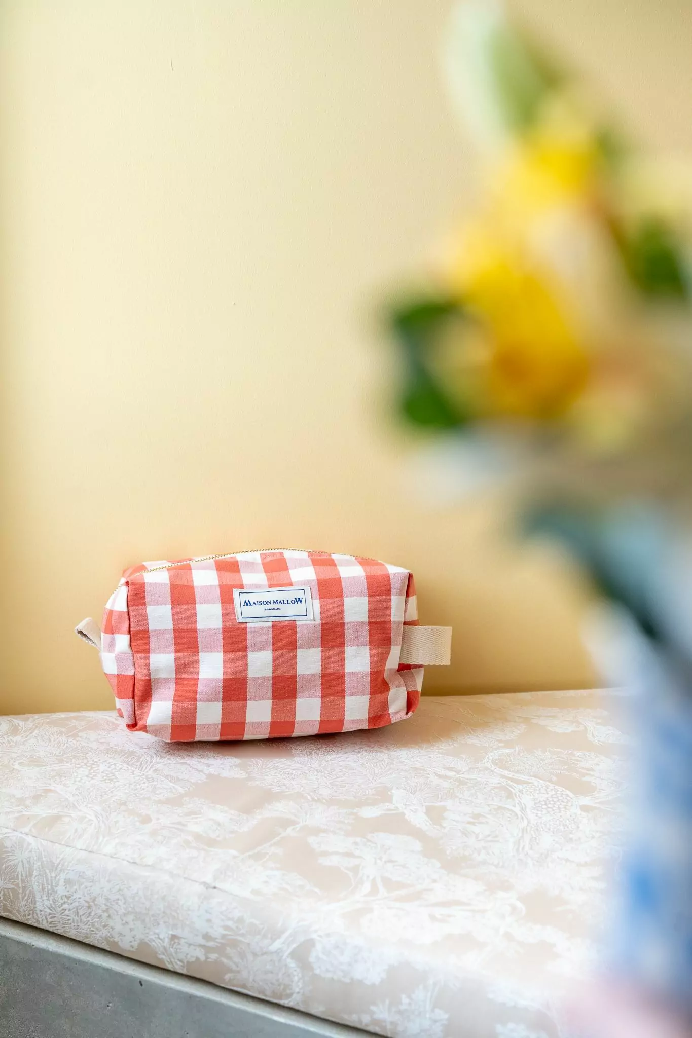Trousse de toilette XL carreaux Vichy rouges orange Maison Mallow Trousse de toilette XL carreaux Vichy rouges orange Maison Mallow