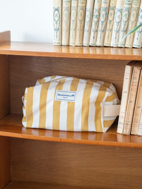 Trousse de toilette XL rayures jaune moutarde