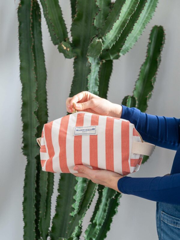 Trousse de toilette XL Rayrures rouges orange Maison Mallow