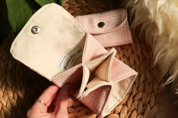 Mini Portefeuille en tweed rose Maison Mallow