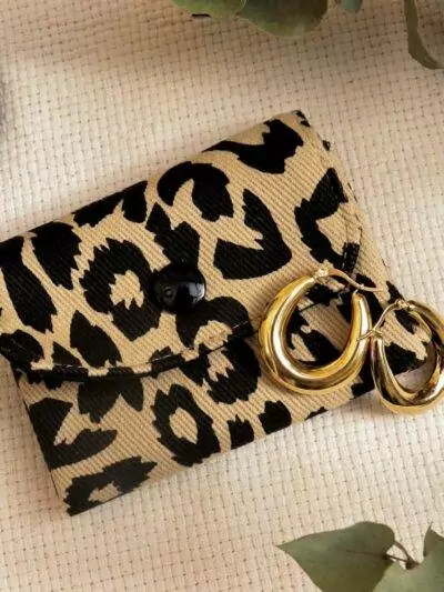 Mini Portefeuille Léopard Beige et Noir