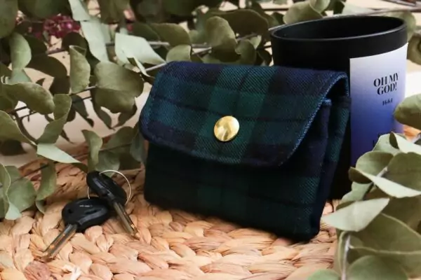Mini portefeuille Tartan écossais vert Maison Mallow