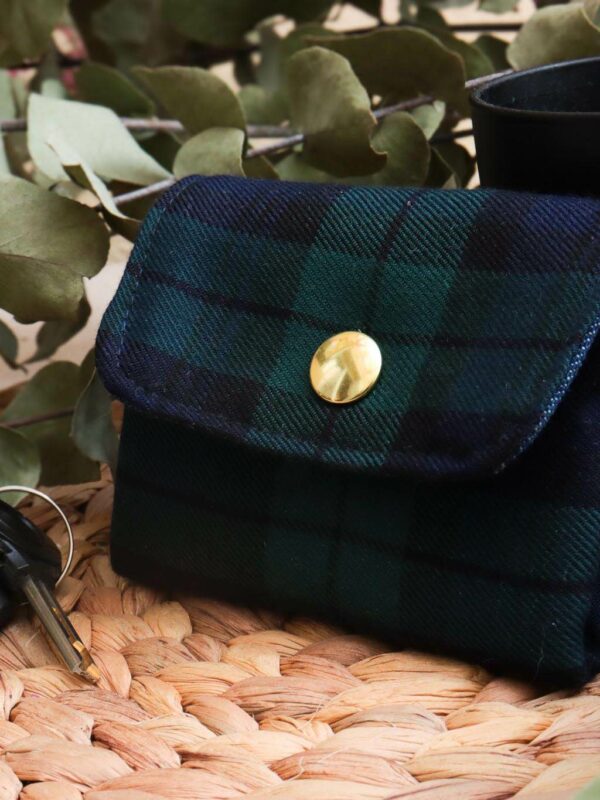 Mini portefeuille Tartan écossais vert Maison Mallow