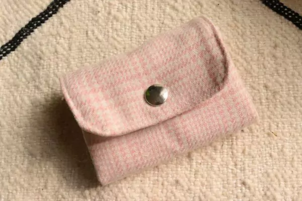 Mini Portefeuille en tweed rose Maison Mallow