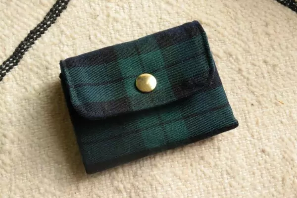 Mini portefeuille Tartan écossais vert Maison Mallow