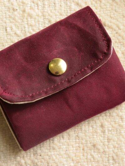 Mini Portefeuille Coton Enduit Bordeaux prune