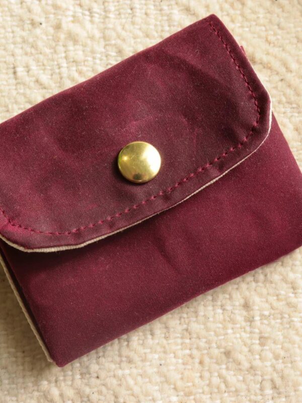 Mini Portefeuille Coton Enduit Bordeaux prune