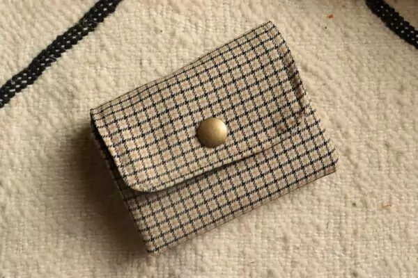 Mini portefeuille Prince de Galles beige Maison Mallow